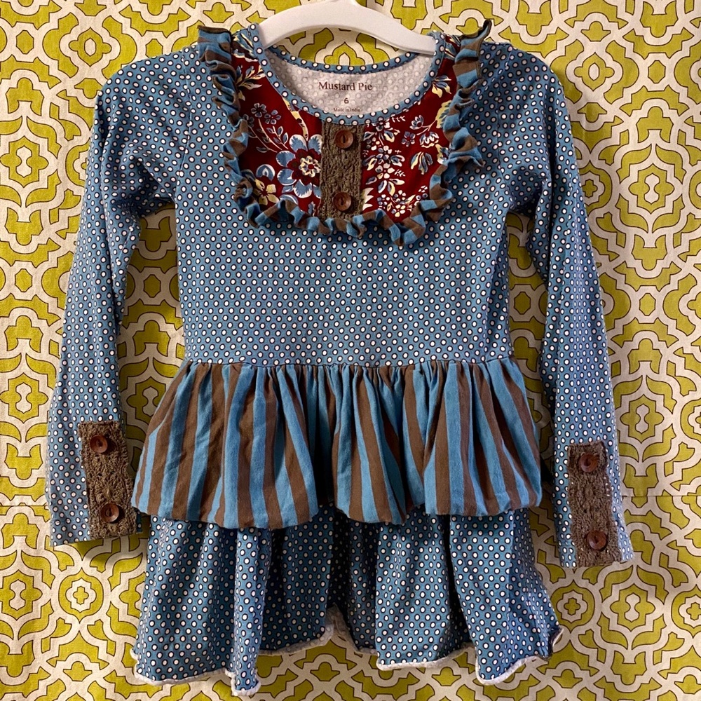 Like New! Adorable Mustard Pie tiered dress 6